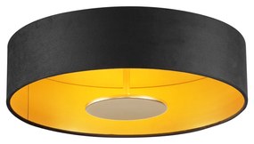 Moderne plafondlamp zwart met gouden binnenkant incl. LED 3-staps dimbaar - Bredow Modern rond Binnenverlichting Lamp
