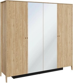 Kledingkast Salviri 100, Eiken, 216x220x60cm, 188 kg, Kledingkast deuren: Met scharnieren