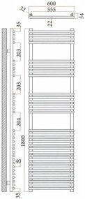 Sanicare design radiator Tube-On-Tube 180 x 60 cm. mat zwart