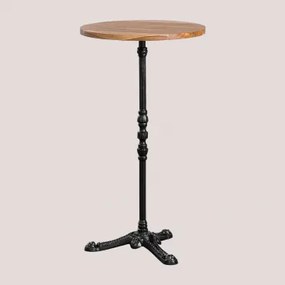 Ronde Hoge Barkruk Van Azteekse Acaciahout Ø60 Cm & Zwart - Sklum