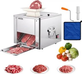 VEVOR Vleessnijmachine 550W 159kg/u Commerciële vleessnijmachine Roestvrij staal (3,5 mm dik), Elektrische voedselsnijmachine voor restaurants en supermarkten