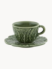 Handbeschilderde XS koffiekopjes Cabbage met schoteltjes, 4 stuks