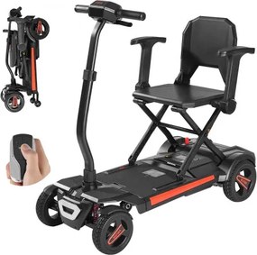 VEVOR 4-wielige elektrische scootmobiel, opvouwbaar, voor volwassenen en senioren, met afstandsbediening, NFC-sleutels en een actieradius van 15 km, een draagvermogen van 120 kg, reisrolstoel