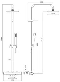 Plieger Napoli opbouw regendouche 20cm met thermostaatkraan RVS