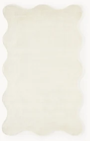 Handgeweven viscose vloerkleed Wavy met golvende rand