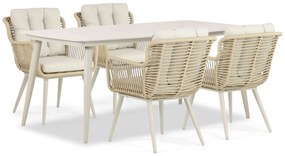 Tuinset 4 personen 180 cm Aluminium/wicker Taupe Coco Custa/Vienna