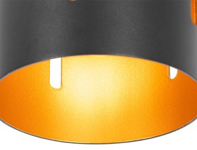 Design plafondlamp zwart met gouden binnenkant - Yana Design E27 cilinder / rond Binnenverlichting Lamp