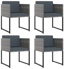 vidaXL 9-delige Tuinset met kussens poly rattan grijs