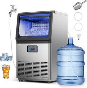 VEVOR Commerciële IJsmachine 41 kg/dag IJsblokjesmachine Roestvrij Staal, IJsblokjesmaker met 6 kg Opslagreservoir, LED-display en Zelfreinigend, voor Thuisbar, Restaurant, Café, Keuken en Bar
