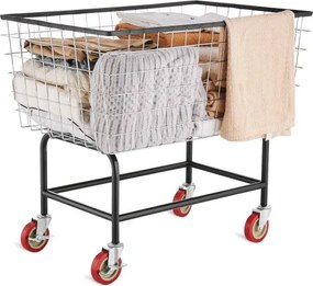 VEVOR Draadwasmand, 4,5 Bushel Draadwasmand met wielen, 26,4 x 15,7 x 26 inch Commerciële draadwasmand, stalen frame met chromen afwerking