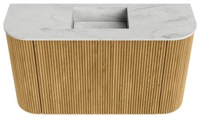 Mondiaz Joya DLux 75cm toiletmeubel ronding links/rechts oak met wastafel faye midden zonder kraangat opalo