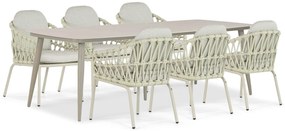 Tuinset 6 personen 240 cm Aluminium/rope Taupe Coco Barcelona/Vienna