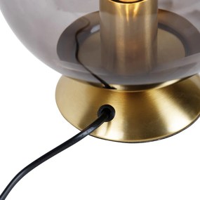 Art deco tafellamp messing met smoke glas - Pallon