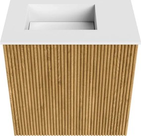 Mondiaz Joya 40cm toiletmeubel oak met wastafel faye links 1 kraangat talc