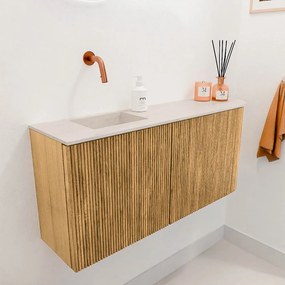 Mondiaz Joya DLux 90cm toiletmeubel ronding rechts oak met wastafel faye links zonder kraangat meli