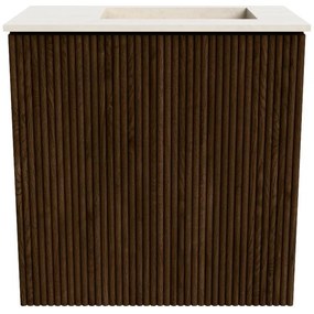 Mondiaz Joya DLux 40cm toiletmeubel walnut met wastafel faye rechts zonder kraangat meli
