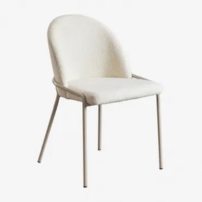 Set Van 2 Grolet Gestoffeerde Eetkamerstoelen Bouclé Blanco - Sklum