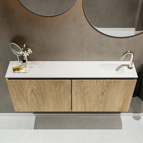 Mondiaz Ture 120cm toiletmeubel washed oak met wastafel talc rechts 1 kraangat