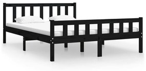 vidaXL Bedframe massief hout zwart 120x190 cm 4FT Small Double