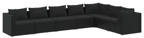 vidaXL 7-delige Loungeset met kussens poly rattan zwart
