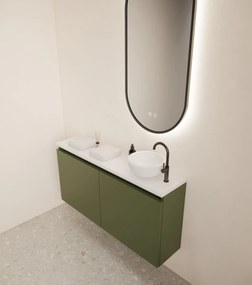 Gliss Design Echo toiletmeubel 100cm olijfgroen met toppaneel wit mat