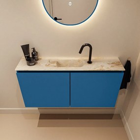 Mondiaz Ture DLux toiletmeubel 100cm jeans met wastafel frappe midden met kraangat