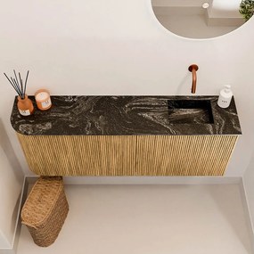 Mondiaz Joya DLux 110cm toiletmeubel ronding links oak met wastafel faye rechts zonder kraangat lava