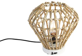 Landelijke tafellamp bamboe met wit - Canna Diamond Landelijk E27 rond Binnenverlichting Lamp