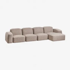 Bastian 4-delige Chaise Longue Modulaire Bank Rechts Bouclé Mokkabruin - Sklum