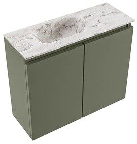 Mondiaz Ture DLux toiletmeubel 60cm army met wastafel glace links zonder kraangat