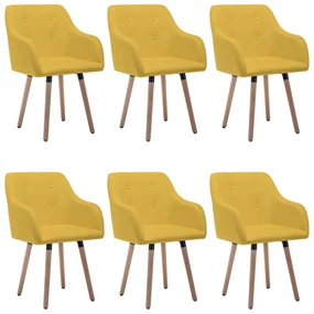 vidaXL Eetkamerstoelen 6 st stof mosterdgeel