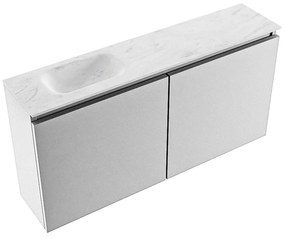 Mondiaz Ture DLux toiletmeubel 100cm plata met wastafel opalo links zonder kraangat