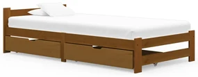 vidaXL Bedframe met 2 lades massief grenenhout honingbruin 100x200 cm