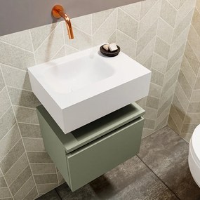 Mondiaz Andor toiletmeubel 40cm army met witte wastafel links zonder kraangat