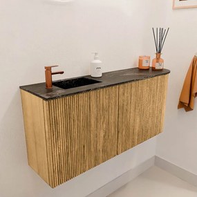 Mondiaz Joya DLux 90cm toiletmeubel ronding rechts oak met wastafel faye links 1 kraangat lava