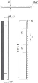 Sanicare elektrische design radiator 45x112cm zilvergrijs met thermostaat links zwart