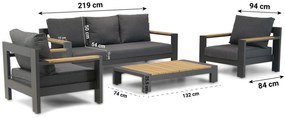 Stoel en Bank Loungeset 5 personen Aluminium Grijs  Lifestyle Garden Furniture Milano