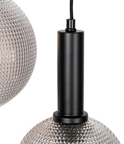 Design hanglamp zwart met smoke glas 3-lichts - Chico Design E27 rond Binnenverlichting Lamp