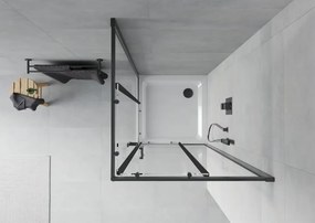 Mexen Rio kwadrante douchecabine 80 x 80 cm, transparant, zwart + Flat douchebak, wit - 860-080-080-70-00-4010B
