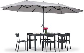 Merida dubbele tuinparasol 2,7 x 4,5 m grijs Garden Point