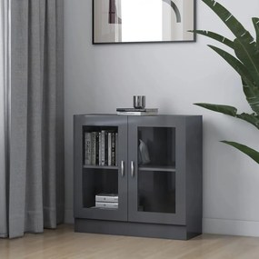 vidaXL Vitrinekast 82,5x30,5x80 cm spaanplaat hoogglans grijs