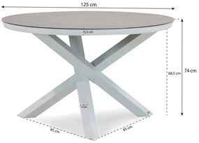 Tuinset Ronde Tuintafel 4 personen 125 cm Aluminium/rope Wit  Santika Furniture Santika