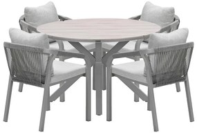 Garden Impressions Tarera tuinset 5-delig dakar sand - Tulli tuintafel Ø122x75 cm - light teak vironwood