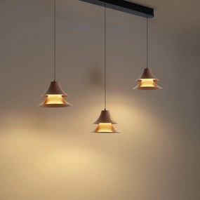 Hanglamp zwart met mokka incl. LED 3-staps dimbaar 3-lichts easylift - Witch