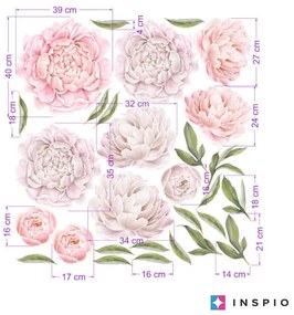 INSPIO Muursticker - Zelfklevend bloemenbehang lichte Pioenrozen
