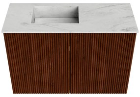 Mondiaz Joya DLux 60cm toiletmeubel ruby met wastafel faye links 1 kraangat opalo