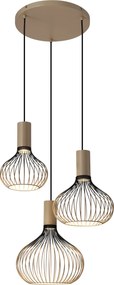 Isabel 3-lichts Hanglamp Zwart Beige