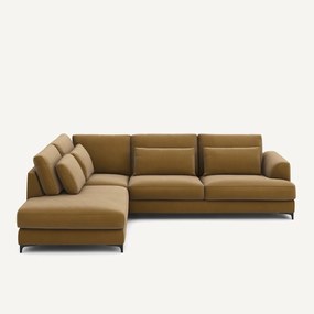 Omvormbare hoekbank links, in linnen fluweel, Marsile