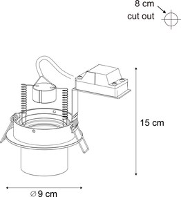 Moderne inbouwspot gunmetal GU10 50mm rond kantelbaar - Installa