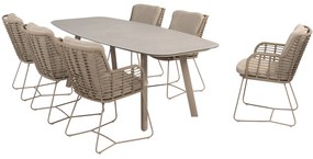 Manolo Fabrice dining tuinset 7 delig 240x103xH75 cm keramiek latte 4 Seasons Outdoor